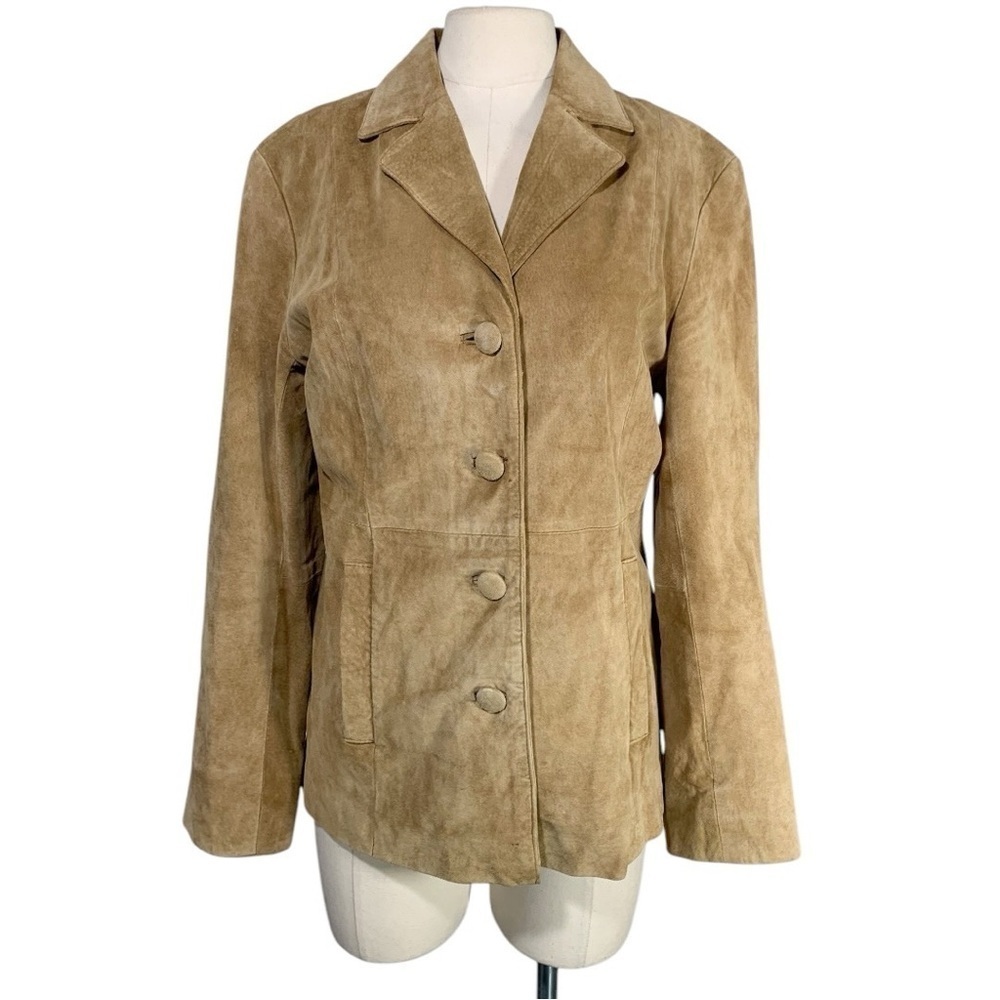 Vintage Michael Michelle Y2k Suede Button Down Jacket Tan Size Medium